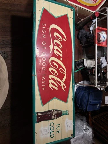 Vintage 1959 Coca Cola Sign 54”LX18”H