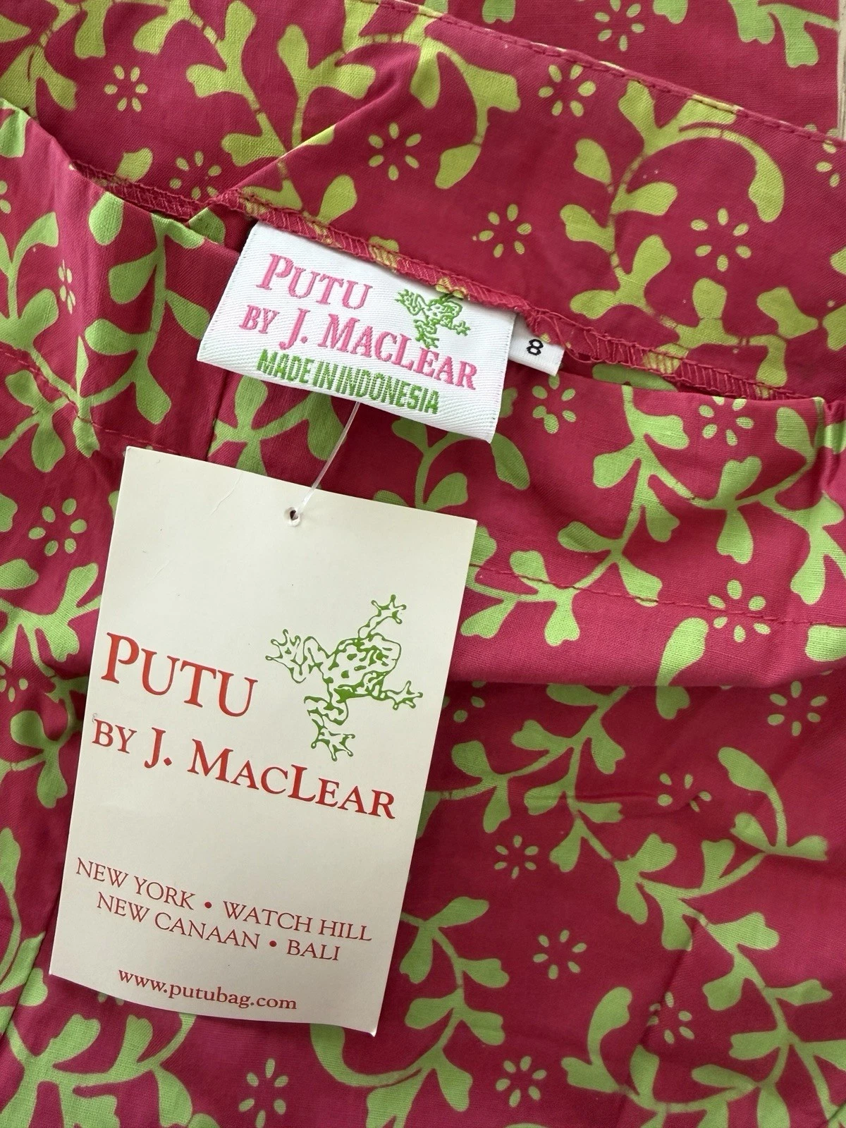 NWT Putu by J. Maclear Gap Capri Pants Green Vine size 8