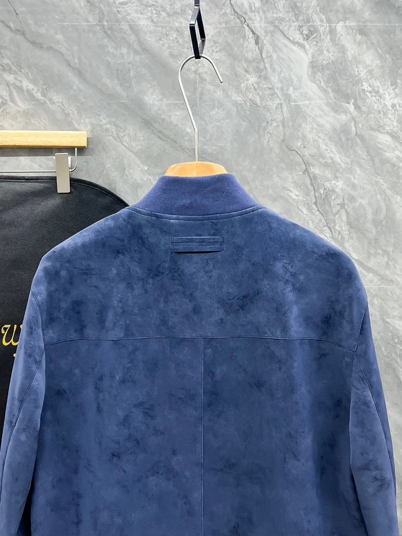 Zegna Men's Suede Stand Collar Jacket image 3