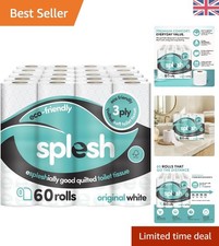 Splesh by 3-ply Toilet Roll - Unscented 60 Pack Soft, Quilted Bulk Toilet Rol...