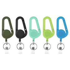 5 Pack 5 Colors Retractable Keychain Belt Clip ID Badge Reel for Office