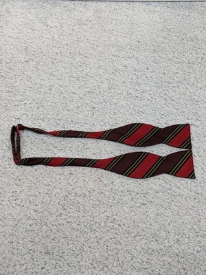 Beau Ties Ltd Vermont Bowtie Red Gold Navy Stripe Repp Style Handmade USA Y2K