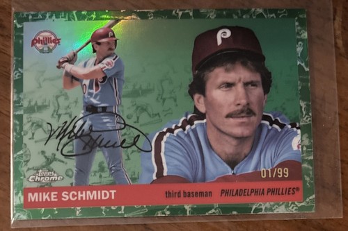 2025 Topps Chrome Mike Schmidt #416 Platinum Toile Green 1/99 Bookend FOTL