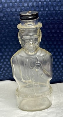 VINTAGE KITCHEN 9'' HIGH LINCOLN FOODS LAWRENCE MASS GLASS BANK BOTTLE *EMPTY*