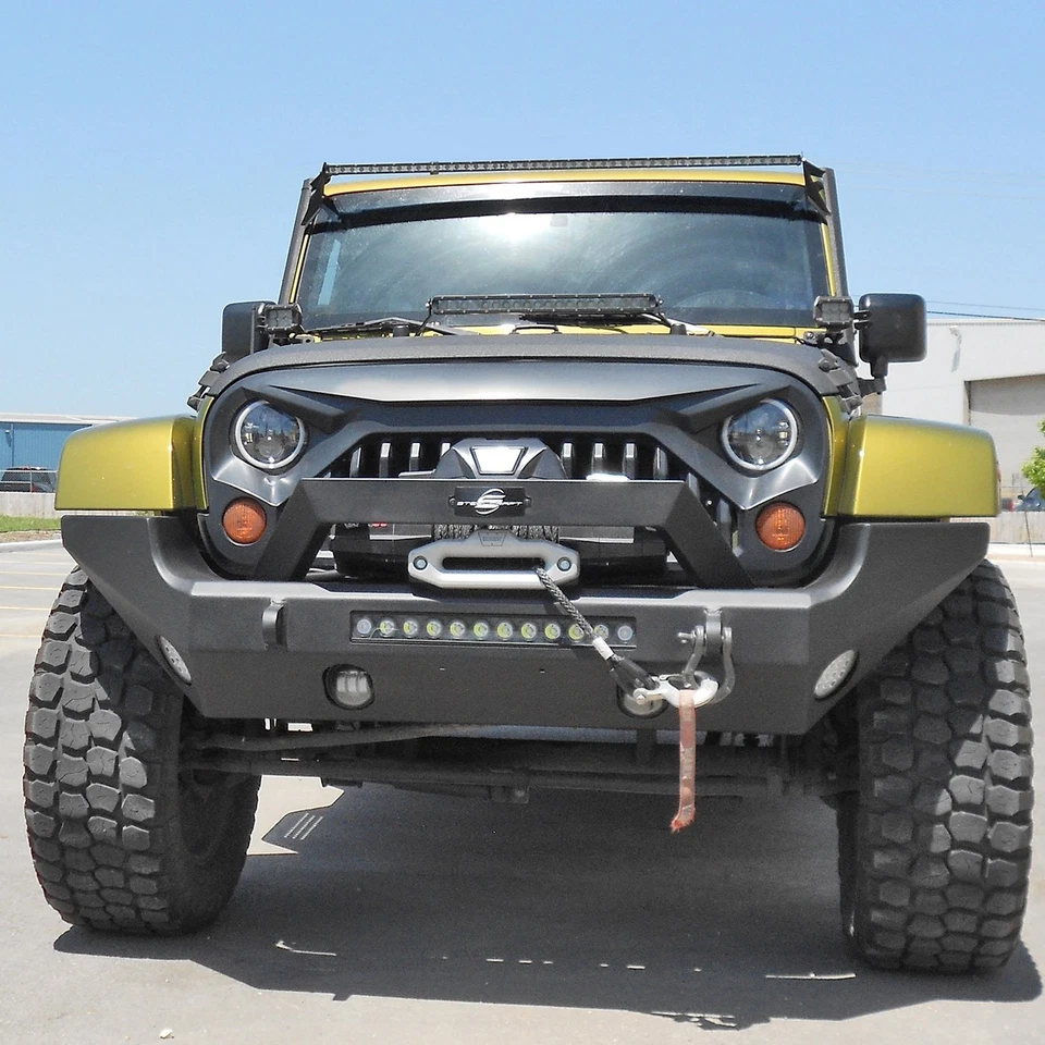 For Jeep Gladiator 20-24 Full Width Black Front Winch HD Bumper w Hoop Foto 2 de 4