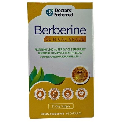 Doctors' Preferred Berberine Clinical Grade BerberPure 1500mg 63 Capsules 1 Pack