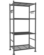Storage Shelves - 4-Tier Large Capacity Shelf Organizer with Hooks, Heavy-Duty G