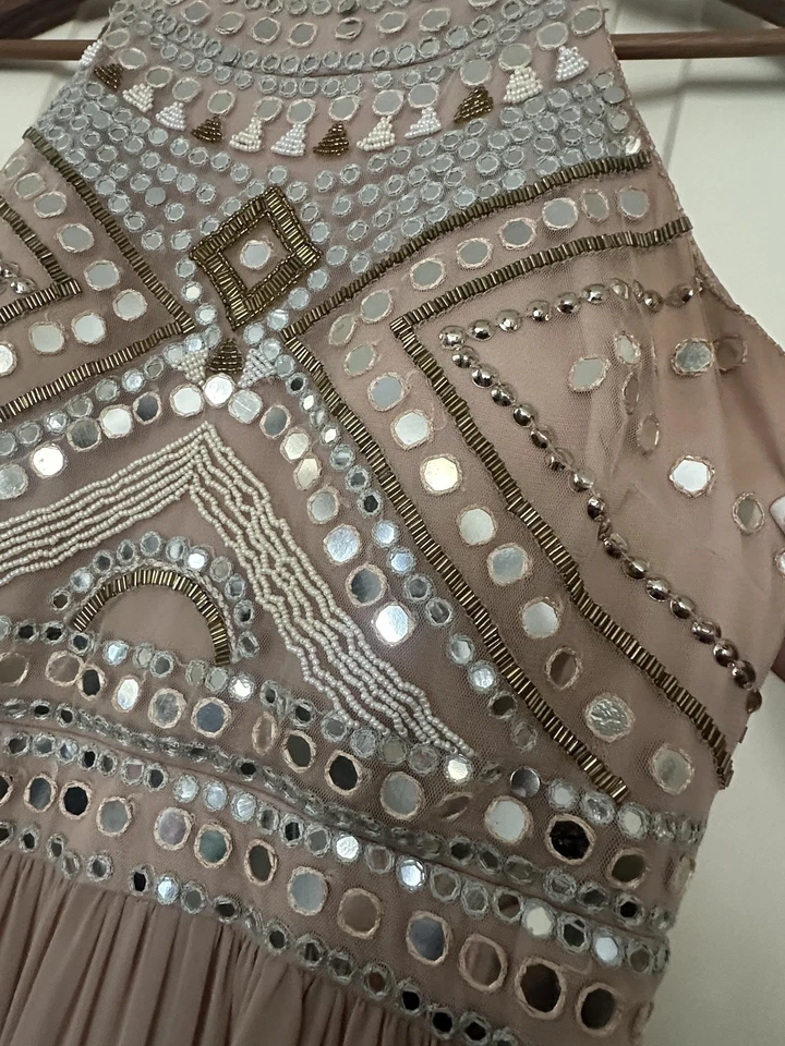 JS Collections Dress Womens 12 Blush Embellished Beaded Sequin Maxi Gown Formal - Image 4 of 4