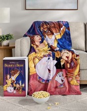 Disney Beauty And The Beast Classic VHS Boxed Silk Touch Throw 50 x 70 SOLD OUT 