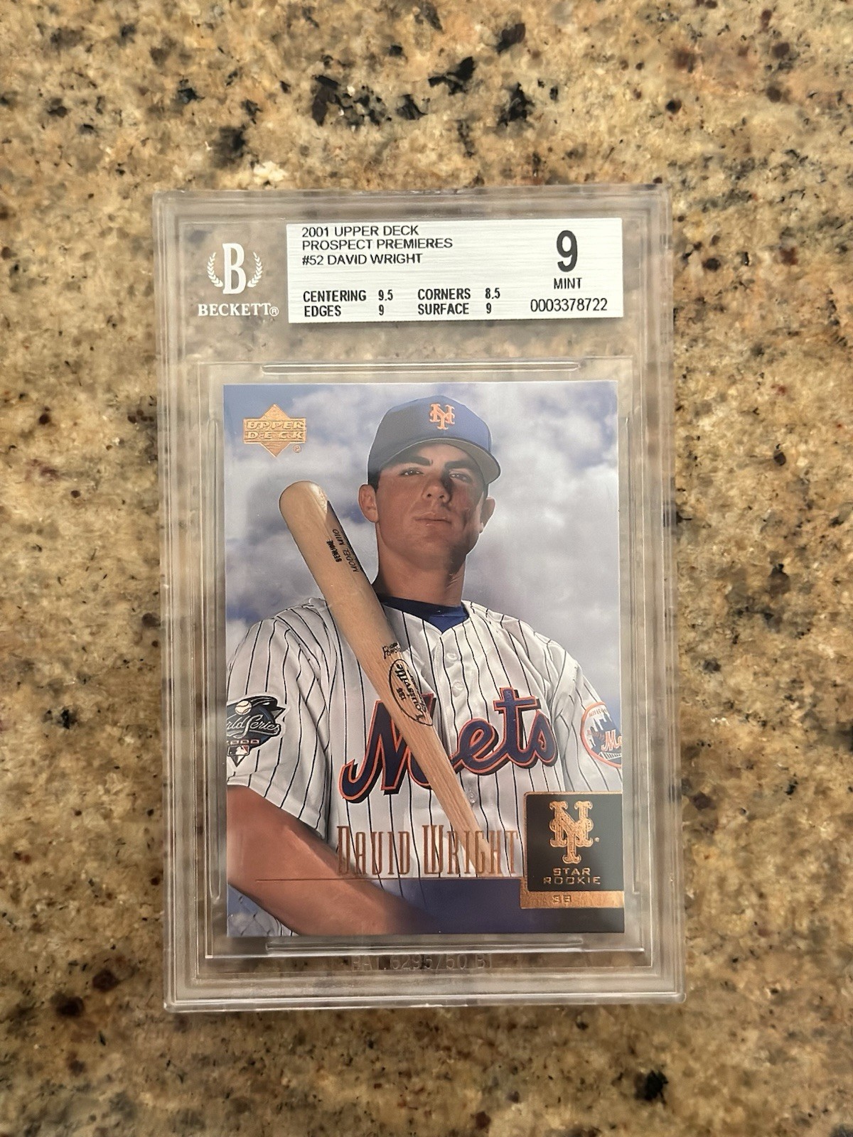 2001 David Wright UPPER DECK PROSPECT PREMIERES #52 RC BECKETT MINT 9 NY METS