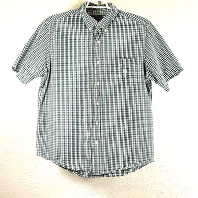 Chaps Est 1978 Shirt Men XL Multi Plaid Seersucker Button Up Short Sleeve Logo