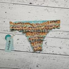 Luli Fama Bikini Bottom Womens Medium Almeria Wavy Ruched Back Swimwear