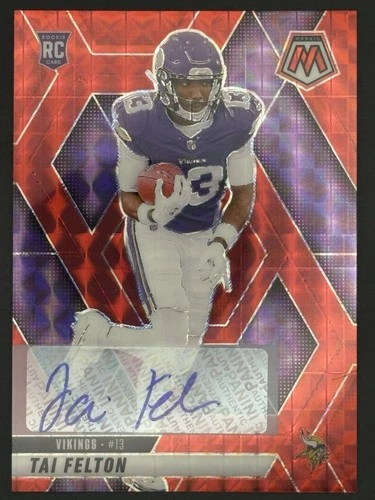 2025 Panini Mosaic Tai Felton Rookie Auto Red Mosaic Prizm RC /199 #329 Vikings