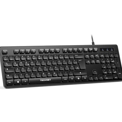 Kabelgebundene Tastatur USB, Keyboard Vollgröße mit Nummernblock, Deutsches Q...