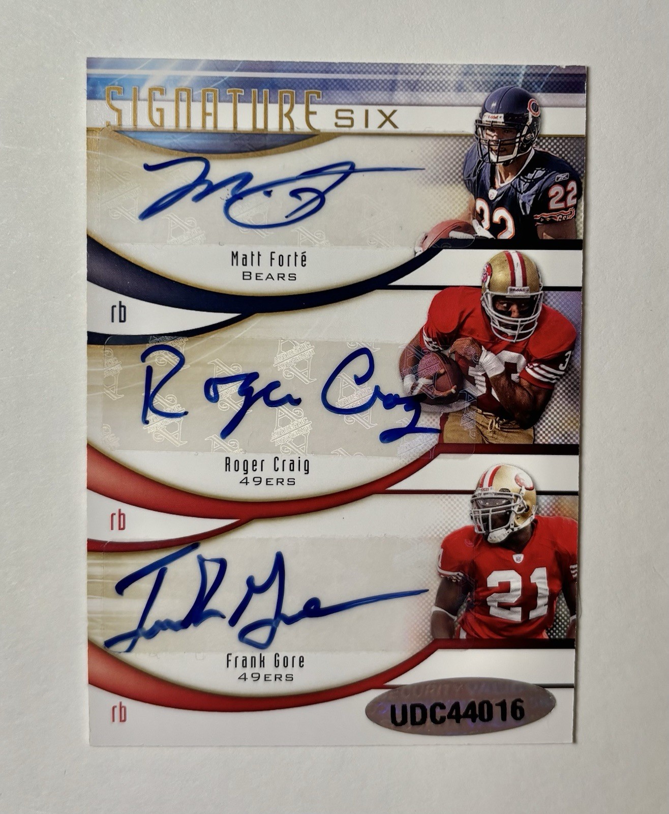 Matt Forte Autographed Signed Chicago Bears 2009 SP Six Gale Sayers, Roger Craig, Gore, Forte Sims Smith Auto /30 