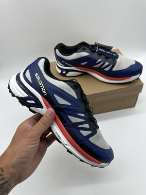 Salomon XT Wings 2 Trailrunningschuhe - Größe UK 9 - Blau/Weiß/Rot Brandneu