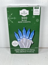 Holiday Time - 300 LED Blue Mini Lights White Wire 62.3 ft Indoor/Outdoor