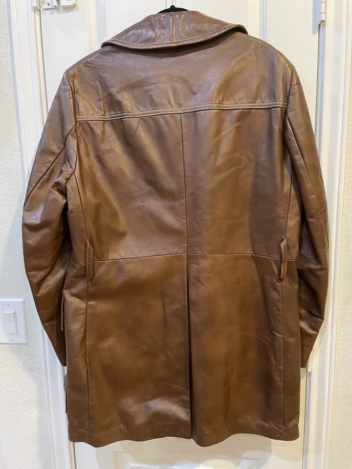 Abrigo de conducción de cuero de colección 42R Cresco de Puritan forrado marrón castaño usado en excelente estado Foto 3 de 4
