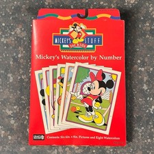 VTG 90s Mickey Mouse Donald Minnie Goofy Watercolor Paint by Number Craft House