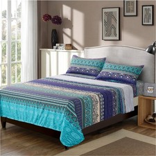 Boho Sheets Set King Size 4PCS Bohemian Colorful Tribal Bedding Sheets Set 1...