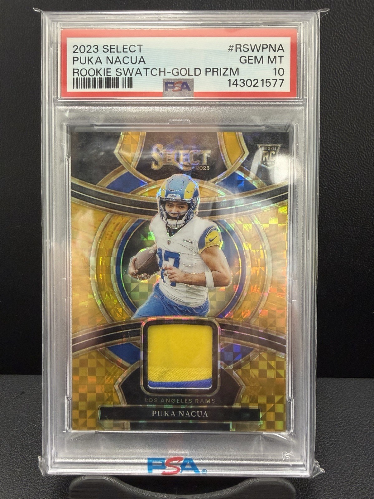 Puka Nacua Panini Select Rookie Swatches #RSWPNA Gold