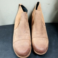 Sorel NL38-242 Evie Brown Leather Slip On Wedge Ankle Books Women's Size 11 