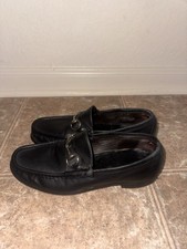 Vtg Gucci Black Leather Horse Bit Loafers 8 Made In Italy 