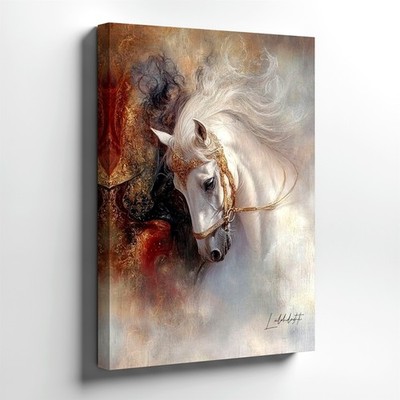 Wall Art White Horse Portrait Elegant Equestrian Gift Gallery Office Home Print