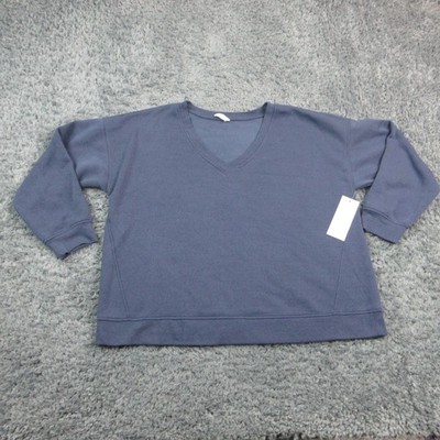 Threads 4 Thought ReActive Blue V-Neck Sweatshirt Womens 2X NWT