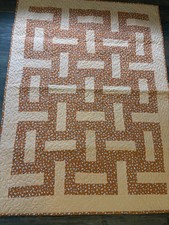 Orange Patchwork Cotton Throw Quilt Quilted Geometric Pattern