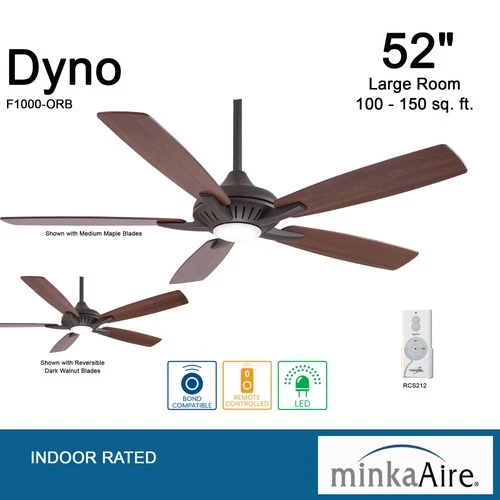 Minka Aire Dyno 52" Ceiling Fan - Medium Maple / Dark Walnut 5-Blade - Picture 5 of 6