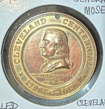 1896 General Moses Cleaveland Centennial So Called Dollar Cleaned Medal Scarce
