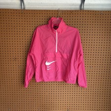 Nike Swoosh Run Women  s Pullover Running Jacket Pink Nylon Size Medium