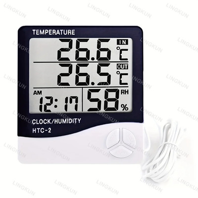 INDOOR Digital LCD Hygrometer Temperature Humidity Meter Alarm Clock