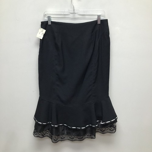 Alberto Makali Black Textured Ruffle Tiered Lace Mermaid Hem Hi-Low Skirt 10 New - Picture 2 of 9