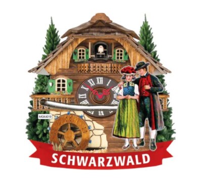 Schwarzwald Metall Magnet Souvenir mit Trachtenpaar Schieber Black Forest