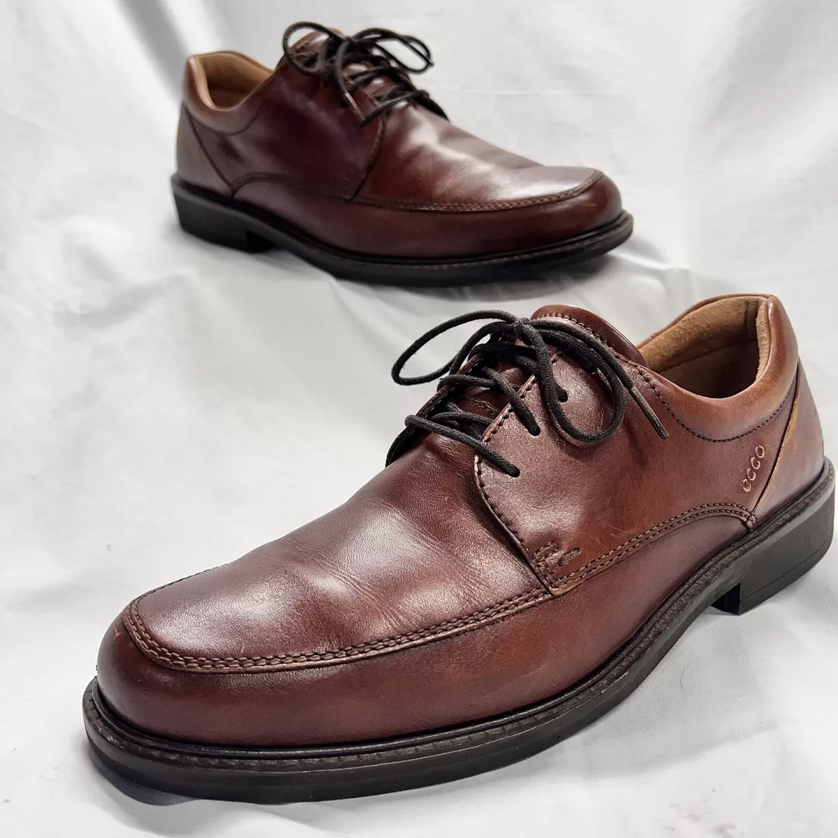 Ecco Holton Apron Toe Tie Oxford Brown Soft Leather Lace Up Dress Shoes EU 43