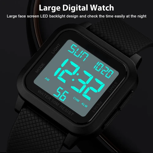 Men's Military Sports Watch LCD Screen Waterproof Wristwatch Large Digital Face - Picture 7 of 15