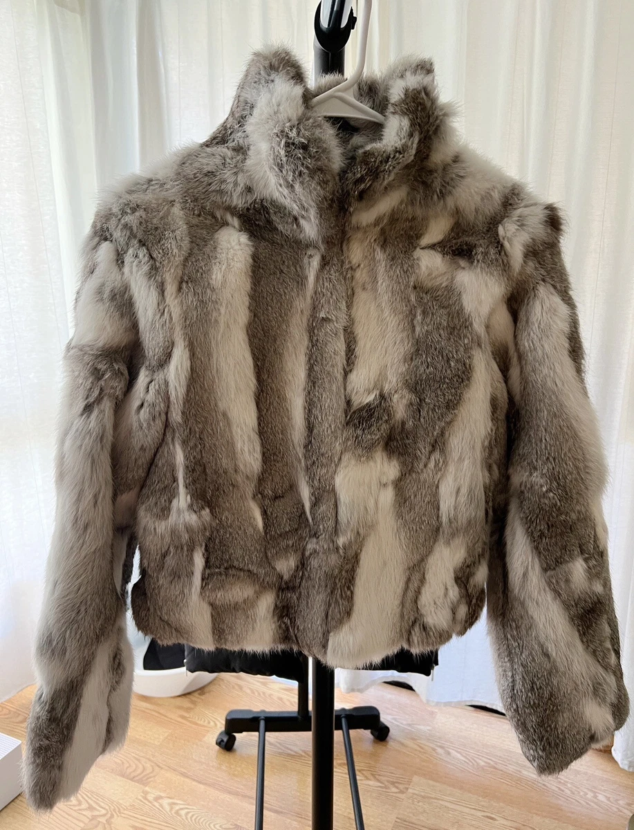 White Grey Fur Coat 