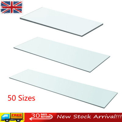 Clear Tempered Glass Shelf Panel Storage Sheet Shelving Display Bathroom Shelves