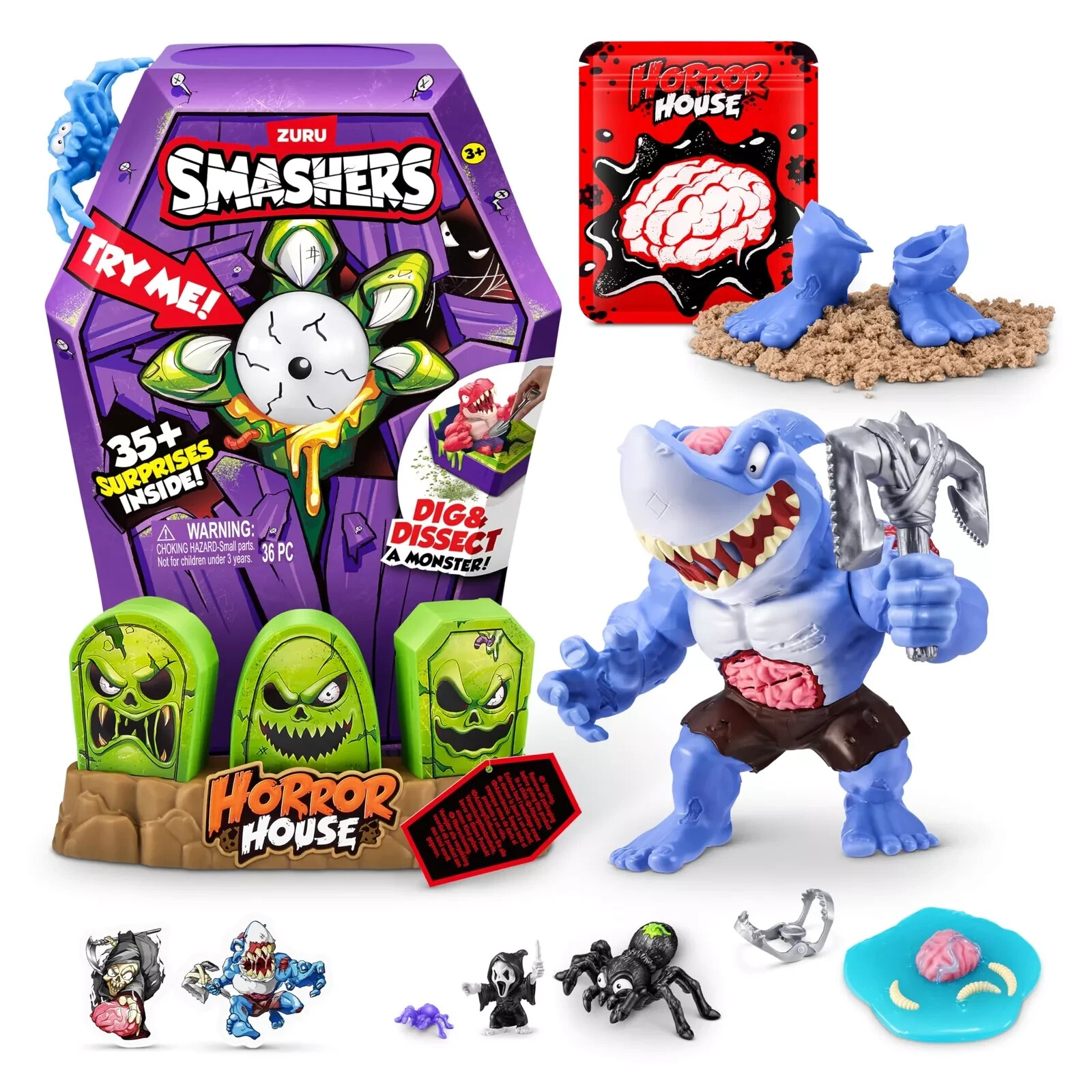 Smashers Mega Horror House (Blue) by ZURU, Interactive Toy, Collectable Toy f...