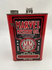 Vintage Marvel Mystery Oil Can Empty 1 Gallon Tin Automotive Collectable USA