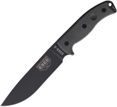 ESEE Model 6 Fixed Knife 5.75'' Tactical Powder Coated 1095HC Steel Blade Micarta