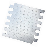 Art3d Peel And Stick Metal Backsplash Tile For Kitchen / Bathroom, Brush Silver Art3d Peel And Stick Metal Backsplash Tile For Kitchen / Bathroom, Brush Silver