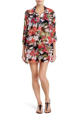 Tommy Bahama 'Victoria Blooms' Cover-Up Tunic Sz XS Black Print