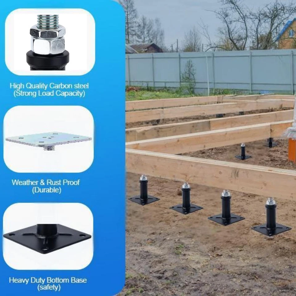 Paquete de 4 soportes de elevación de poste de gato de piso de ajuste 6-9 pulgadas ajustables... Foto 4 de 4