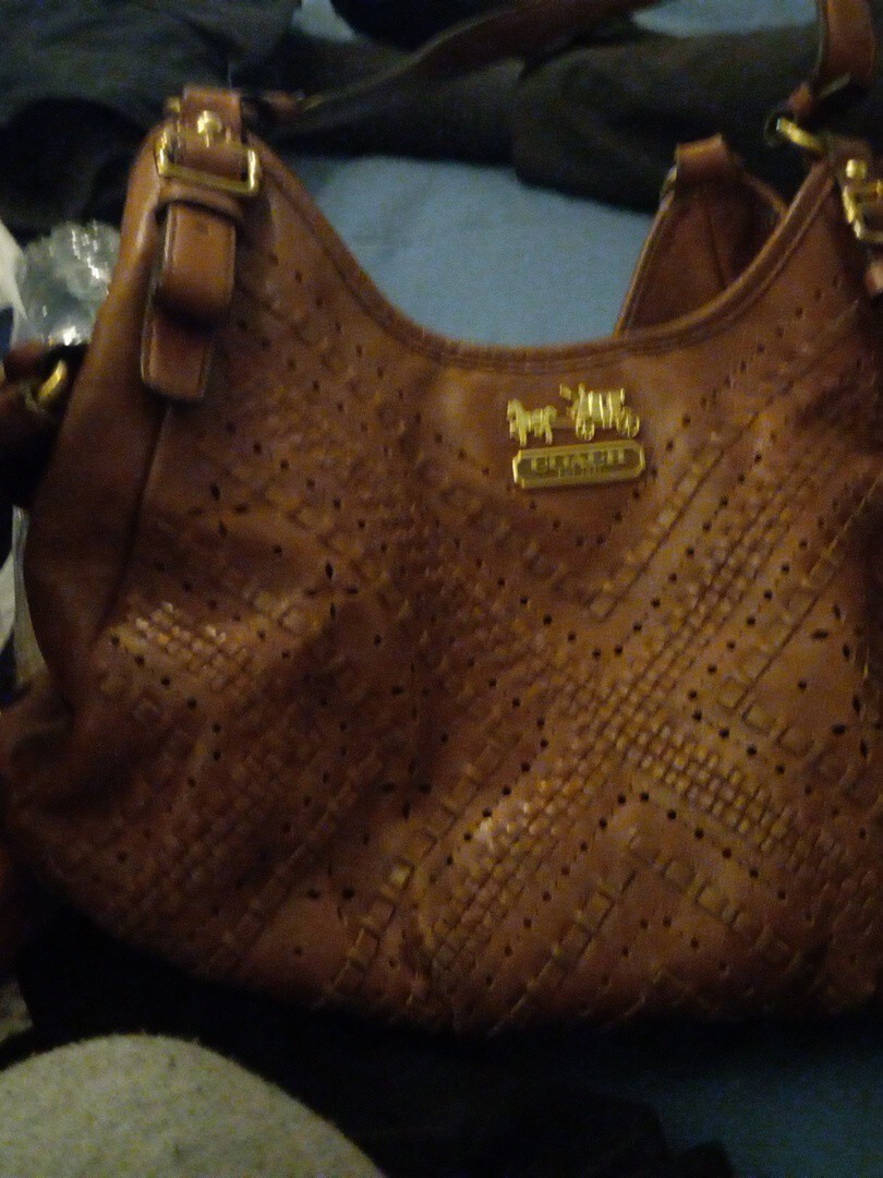 coach "hallie" small brown leather shoulder bag Gem