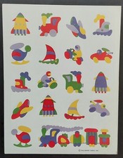 Vintage Hallmark Trains Rockets Racecars Sailboats Sticker Sheet