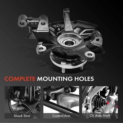 Front Steering Knuckle & Wheel Bearing Hub Assembly Detroit Axle - 4WD 4pc Wheel Bearing Hubs Kit For 07-15 Mazda CX-9, 2 Rear Wheel Detroit Front Steering Knuckle