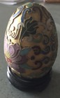 Vintage Chinese Wood Gold Tone Cloisonné Egg with Wood Stand Enamel Pre-owned — photo 3